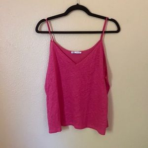 ZARA pink linen tank